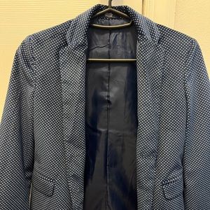 Velour  Navy blue with white dots Dress Jacket Boys size 7 Nautical